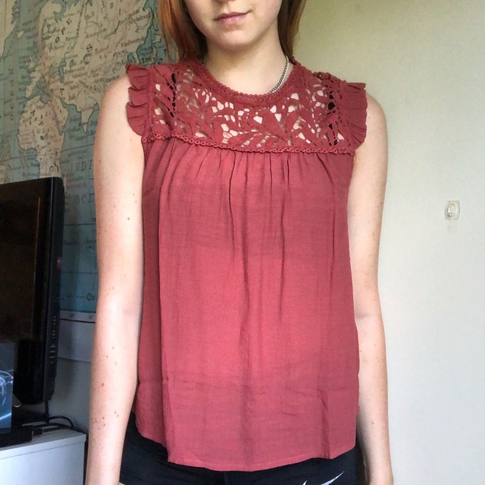 Rust Lace Tank Top